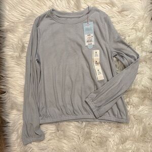 NWT Cat & Jack Girls Size Medium 8 Light Gray Long Sleeve Rib Knit Top